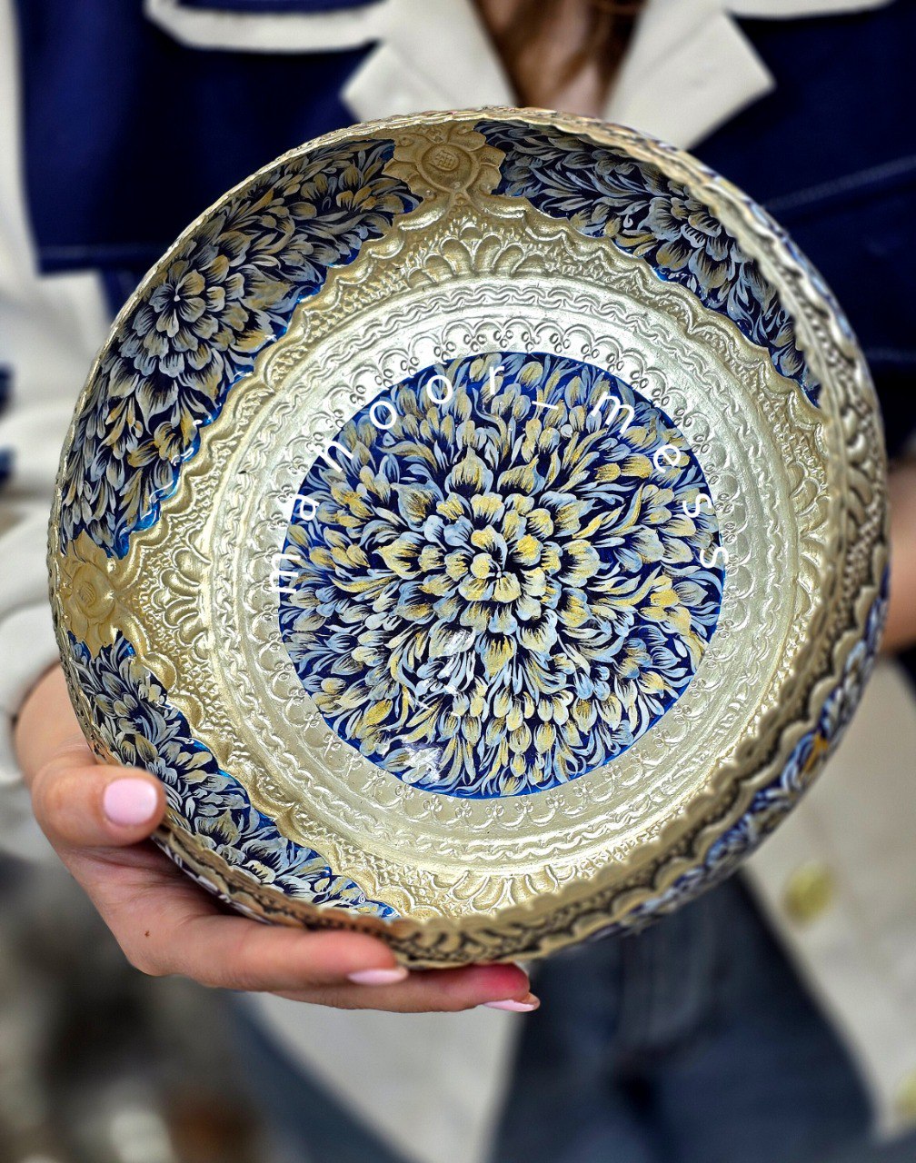 درباری تک پایه قلمزنی مینیاتور طرح گلبرگ