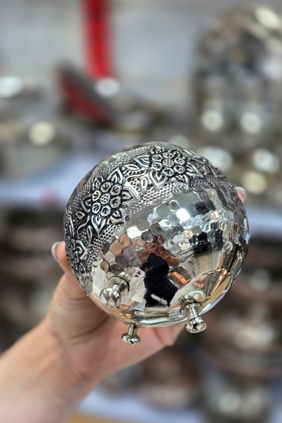 اردوخوری گوی گلدار با رولت گلدار (کروم)