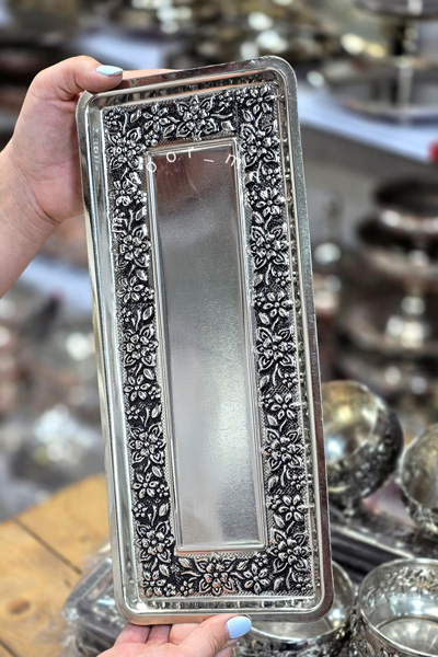 اردوخوری گوی گلدار با رولت گلدار (کروم)