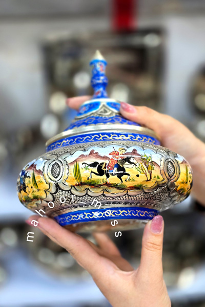 شکلاتخوری سفینه متوسط قلمزنی مینیاتور چوگان
