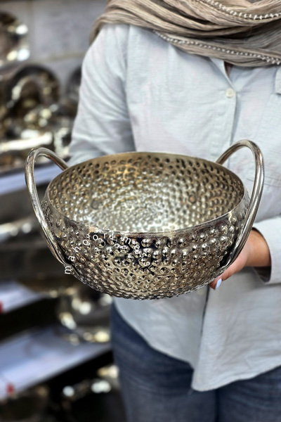 کاسه دسته دار حبابی کروم