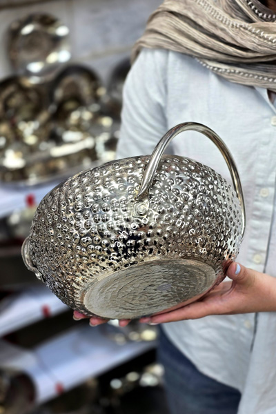 کاسه دسته دار حبابی کروم