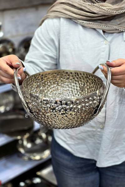 کاسه دسته دار حبابی کروم