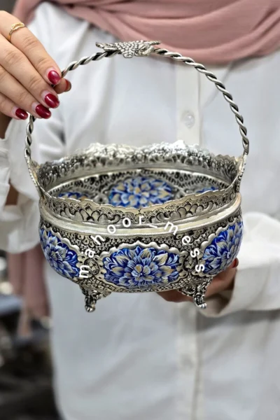 سبد کوچک قلمزنی مینیاتور گلبرگ